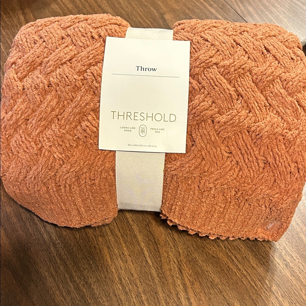 Threshold Textured Orange Throw Blanket
